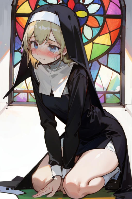 00030-3609074642-nun, stained glass, kneeling, spread legs, embarrassed, blush, tears, hand between legs, leaning forward, all fours, masterpiece.png
